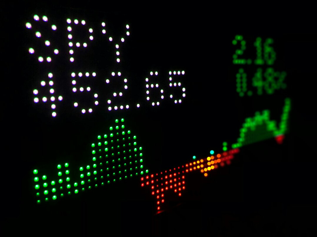 stock market chart on screen
